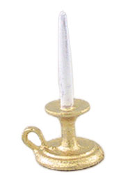 Dollhouse Miniature Candle, Chamber, Gold Color W/ Candle